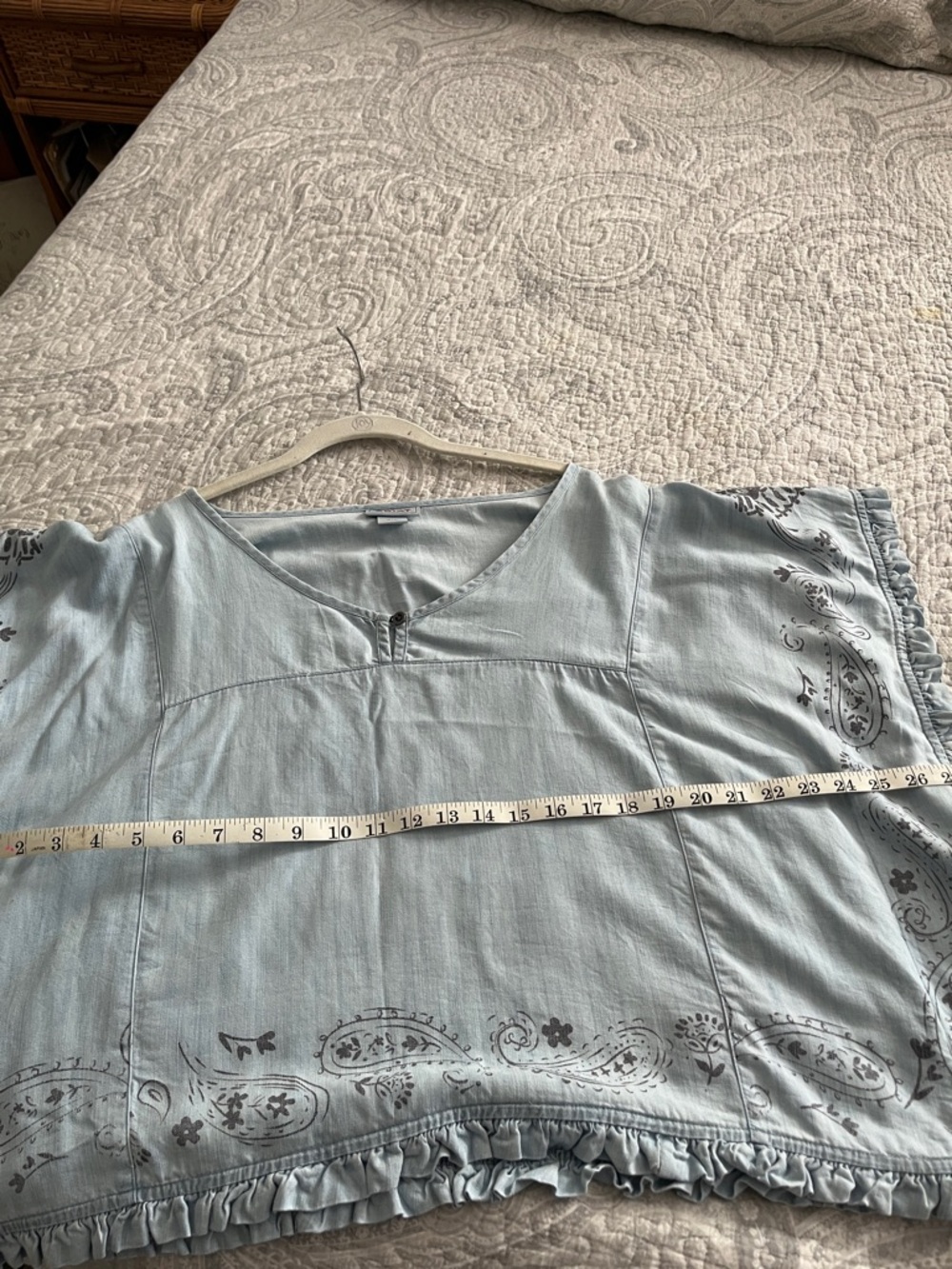 Ariat Pale Blue Embroidered Ruffle-Hem Tunic - Picture 5 of 6